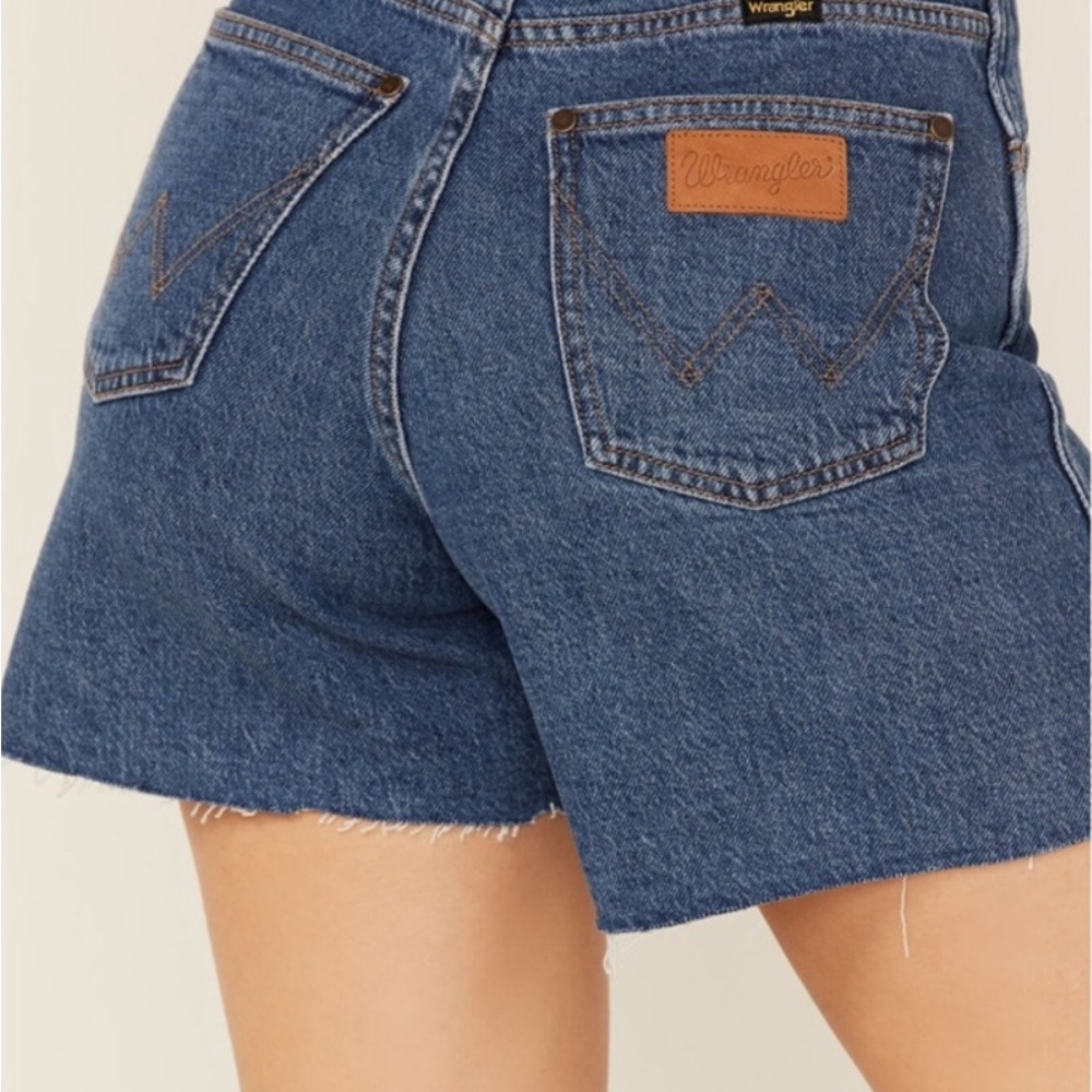 Wrangler Blue Jean Shorts with Frayed Hem